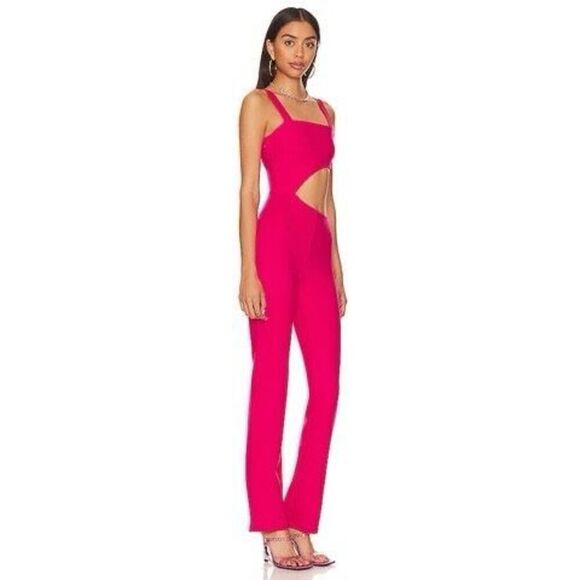 Superdown REVOLVE Brylee Cut out Jumpsuit in Hot Pink M NWT FLAW - Picture 2 of 6